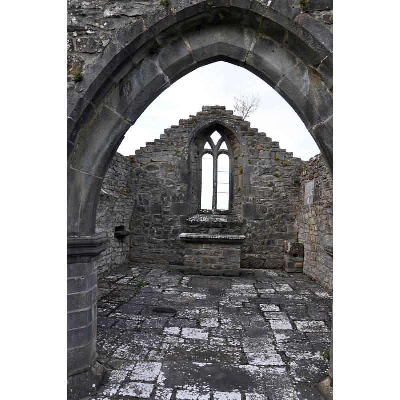 Source caption: "The chapel of St. Mary of KILCORBAN [...] The place lies four miles west of Portumna, on the road to Loughrea. Of the chapel itself very little remains, but the lady-chapel which runs out from the side wall is very well preserved"