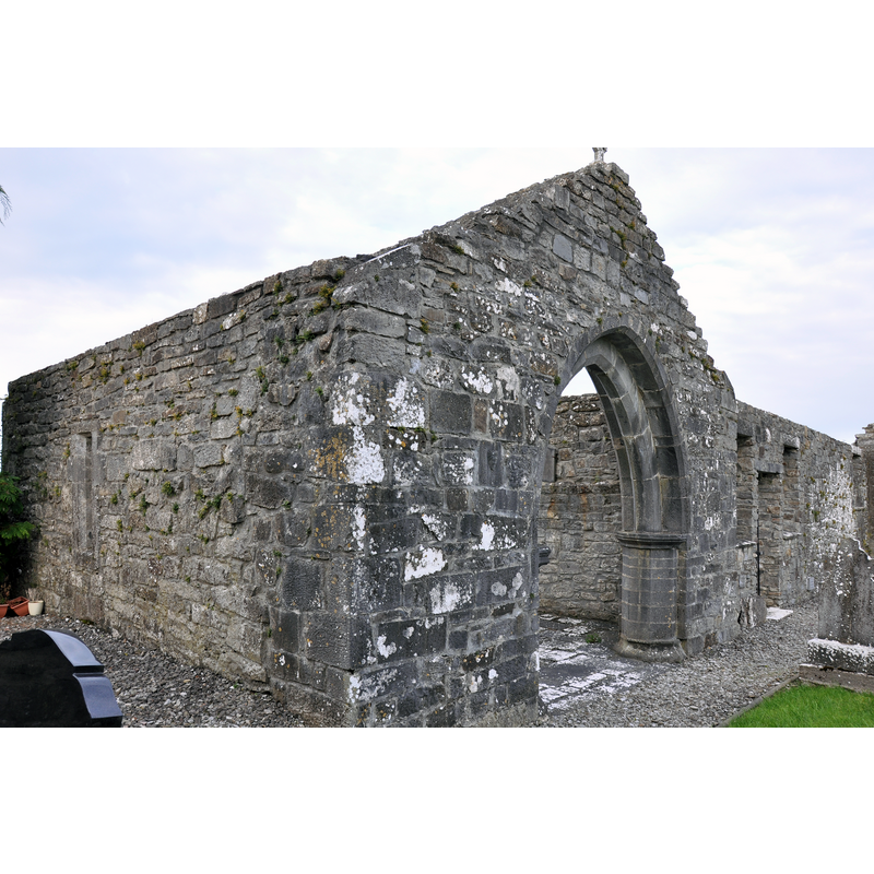 Source caption: "The chapel of St. Mary of KILCORBAN [...] The place lies four miles west of Portumna, on the road to Loughrea. Of the chapel itself very little remains, but the lady-chapel which runs out from the side wall is very well preserved"