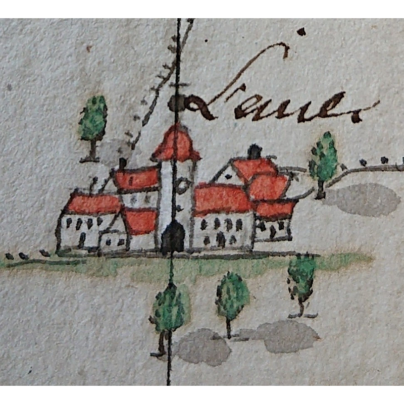 Source caption: "Ansicht von Laue 1810"