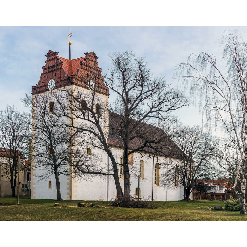 Source caption: "Ev. Stadtkirche, Delitzscher Straße 3 in Löbnitz"