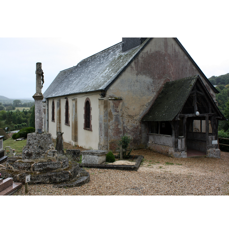 Source caption: "Foulbec [...] L'église, vue du Nord-Ouest"