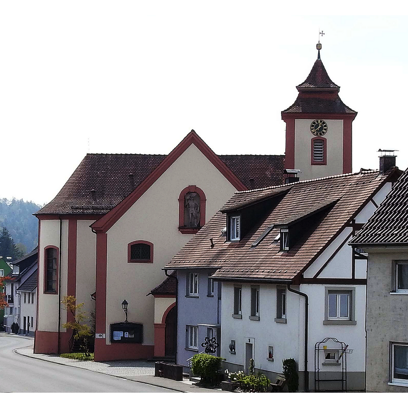 Source caption: "Dettingen, Konstanz - Ortsmitte von Norden" -- the late-18thC church replaced a 13thC building