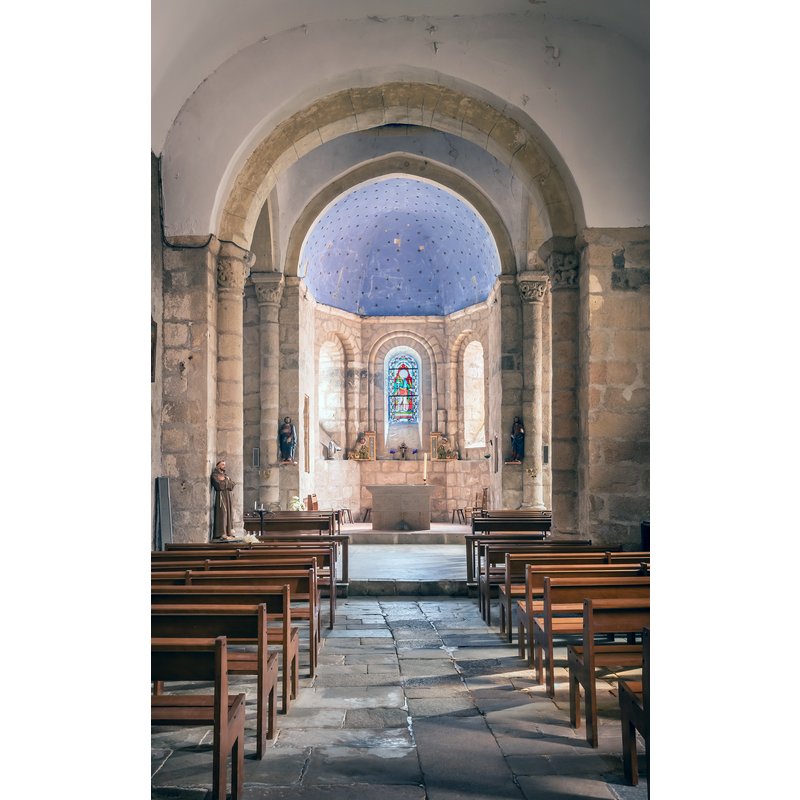 Source caption: " Interior of the Saints Julian and Roch church in La Porcherie, Haute-Vienne, France "