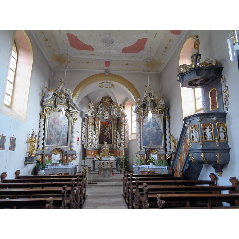 Source caption: "Innenansicht der katholische Kuratie St. Georg in Mühlhausen"