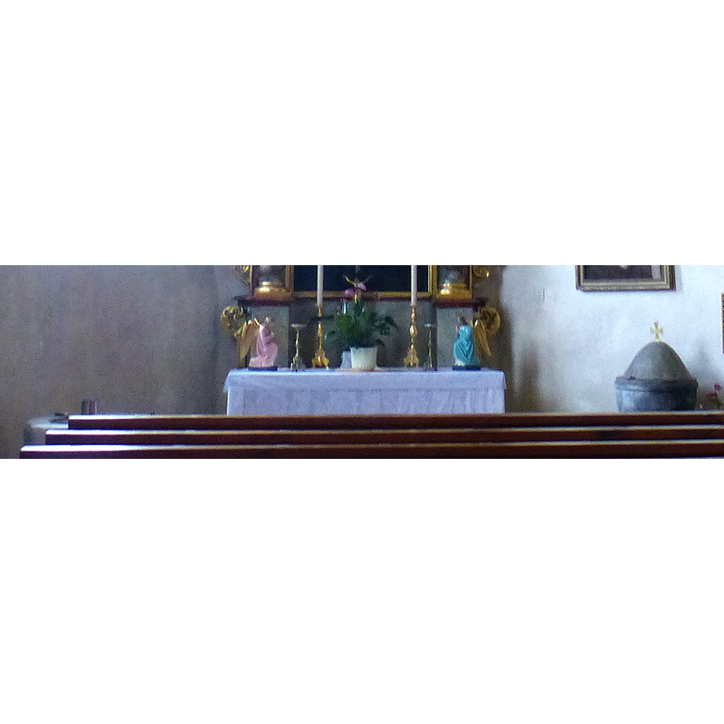 two fonts in this church; located in the north aisle: on the left, and almost invisible in this image, a 14-sided basin; the other, on the right, cup-shaped and modern, of 1859 [cf. FontNotes]