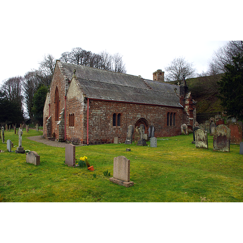 Source caption: "St Oswald's Church. The separate bell tower is visible on the hill behind."