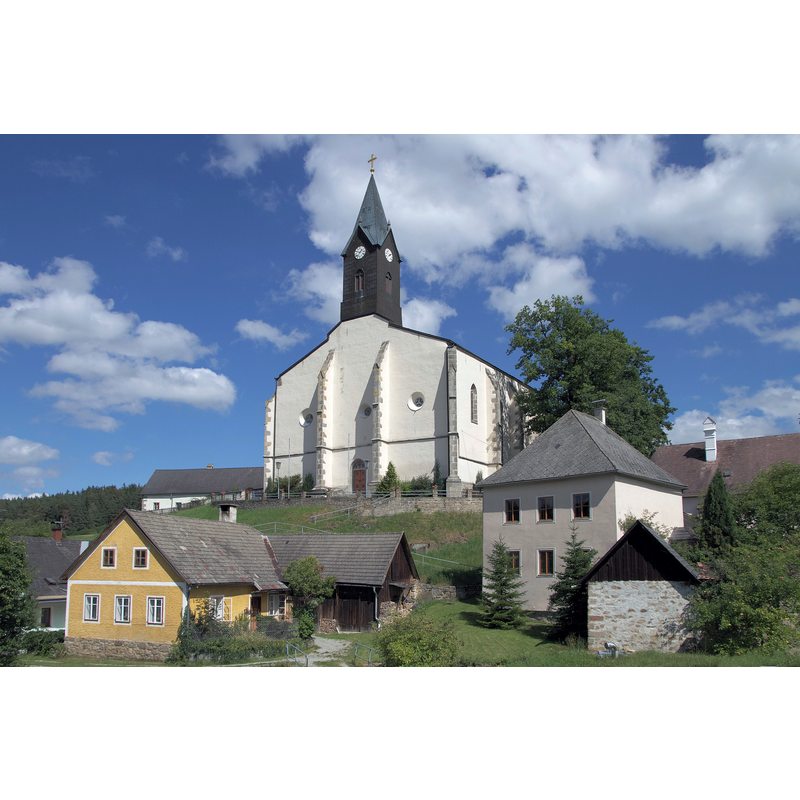 Source caption: "St. Wolfgang, Katastralgemeinde von Weitra in Niederösterreich, mit Pfarrkirche."