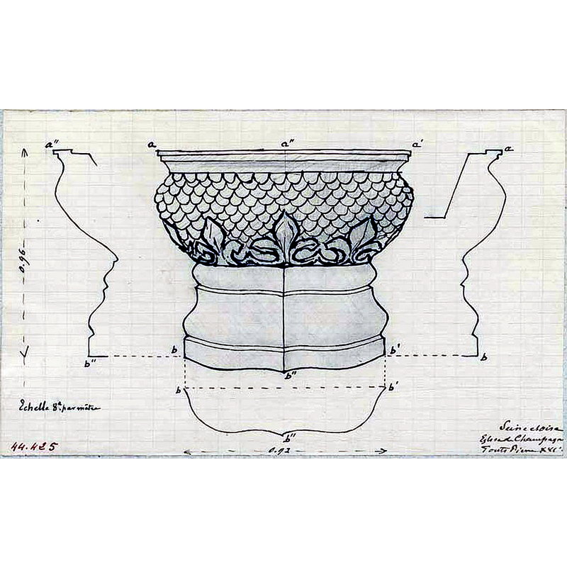 Source caption: "Procédé non photographique [...] Dessin conservé dans les boîtes vertes du service de la documentation des objets mobiliers."