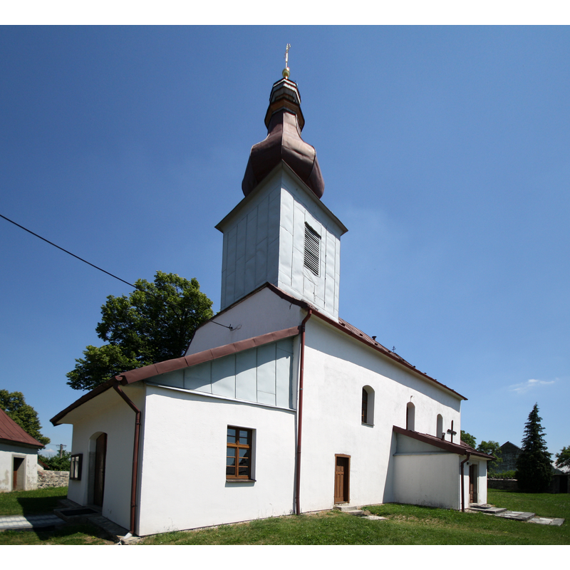 Source caption: "Oveview of church of Saint Wenceslaus in Chlum, Třebíč District" -- the present church, re-built in 1912