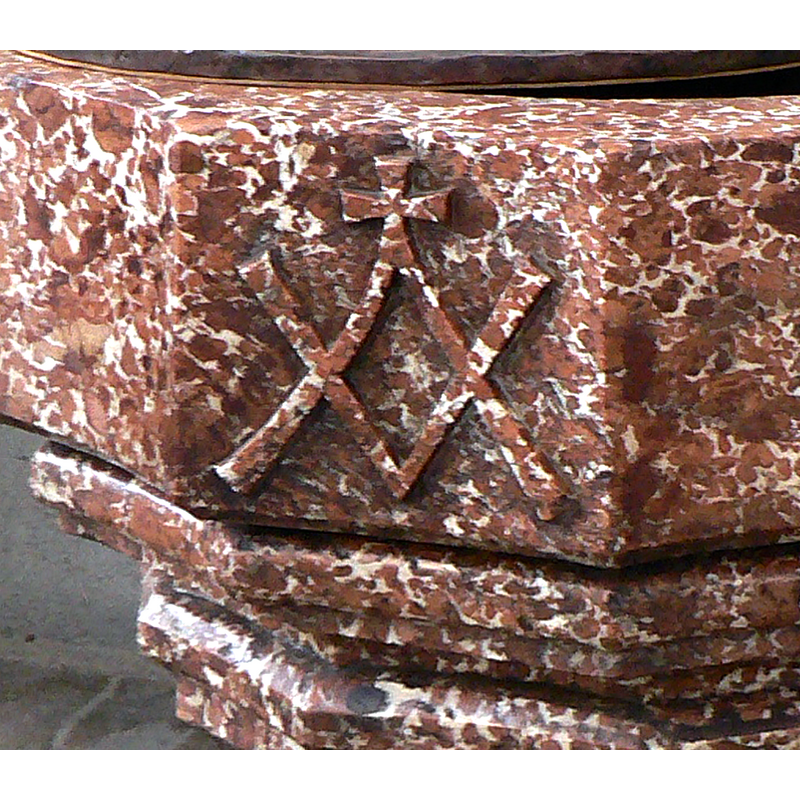 on the front side of the basin