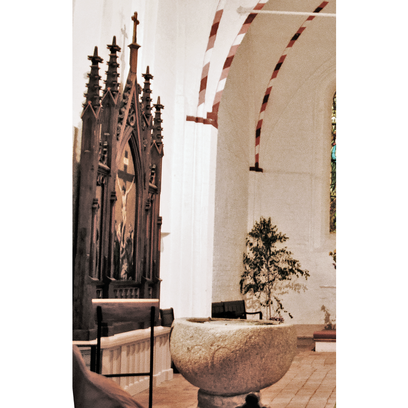 the baptismal font, formerly from Alt Karin Kirche