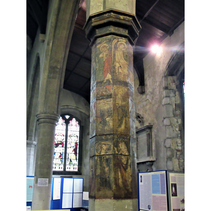 Source caption: "Painted pillar, St Mary of Charity, Faversham"