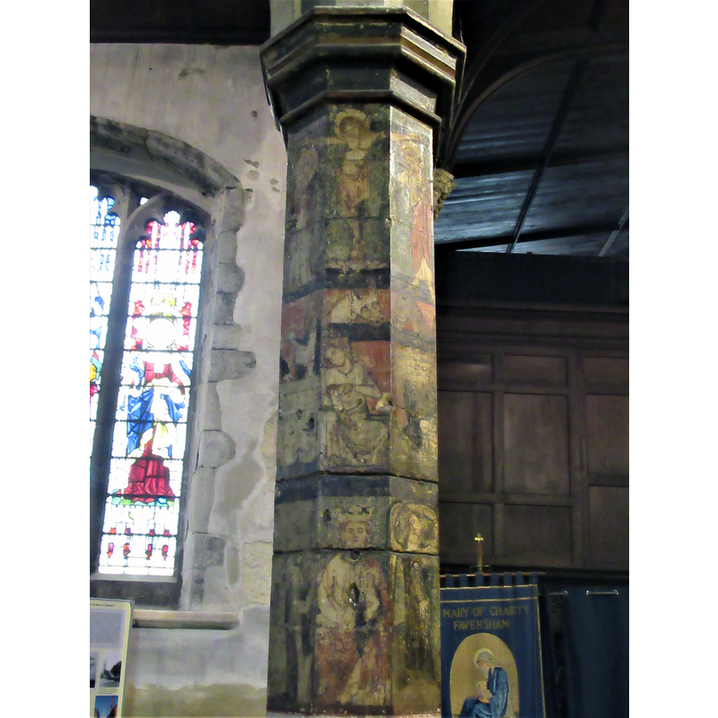 Source caption: "Painted pillar, St Mary of Charity, Faversham"