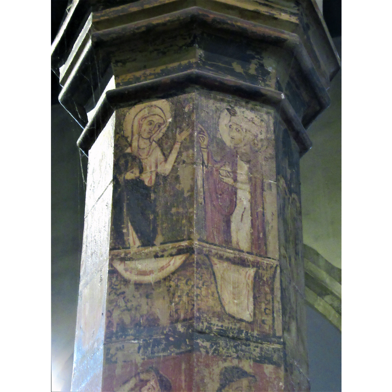 Source caption: "Painted pillar, St Mary of Charity, Faversham"