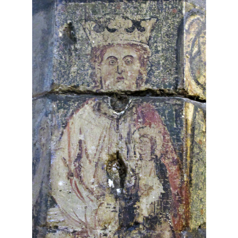 Source caption: "Painted pillar, St Mary of Charity, Faversham"