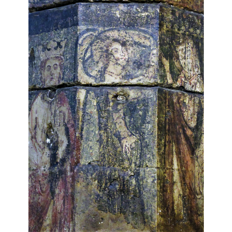 Source caption: "Painted pillar, St Mary of Charity, Faversham"
