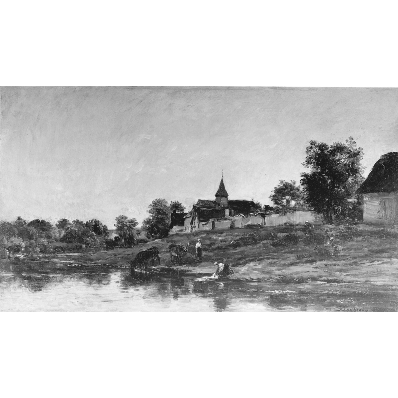 Source caption: "Charles François Daubigny - On the Bank of the Seine at Portejoie - 1979.1281 - Art Institute of Chicago"