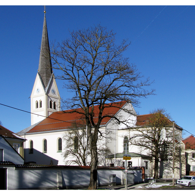 Source caption: "Kirche St. Peter und Paul in München-Feldmoching von Südost"