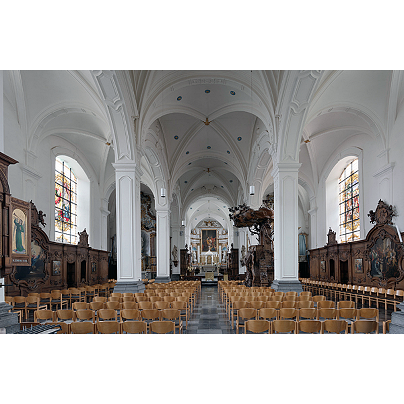 Source caption: "Meerbeke, Parochiekerk Sint-Piet. Ninove. Oost-Vlaanderen. Belgium. Binnenzicht van het schip."