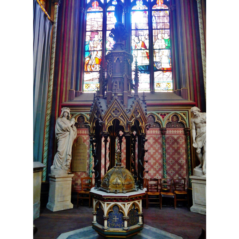 the late-19thC font, baldaquin and cover