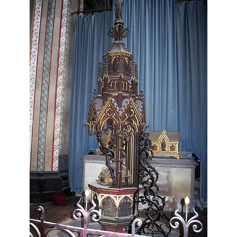the late-19thC font, baldaquin and cover