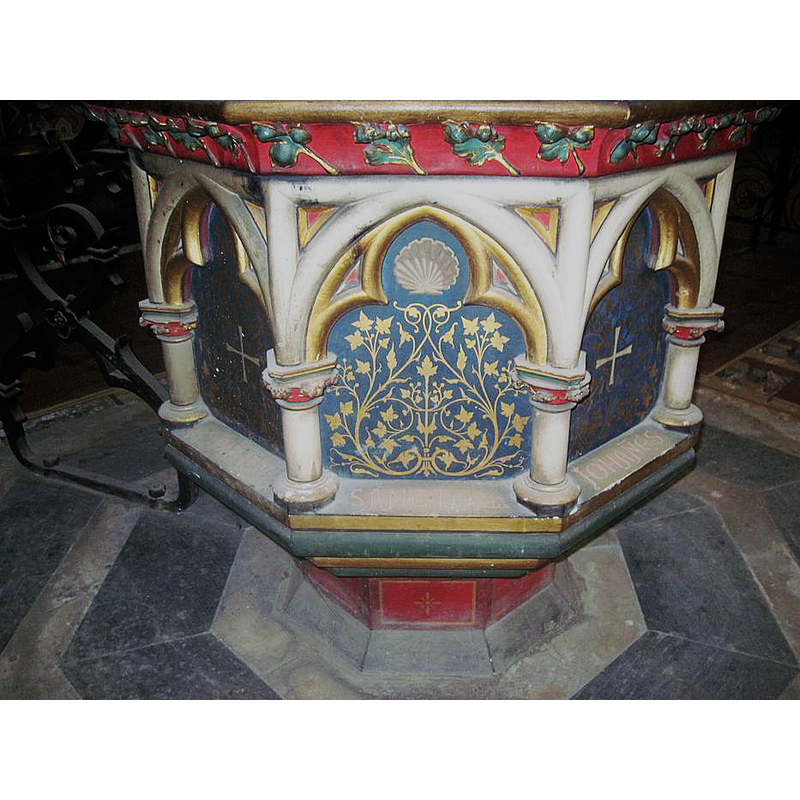 the late-19thC font, baldaquin and cover