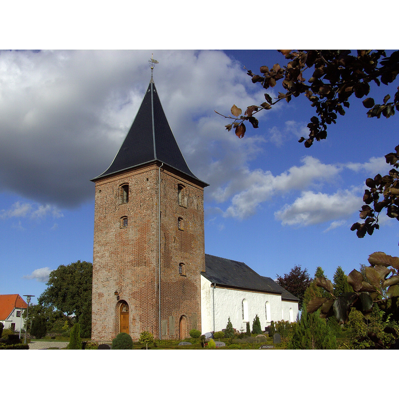 Source caption: "Hvorslev kirke (Favrskov) fra sydvest"