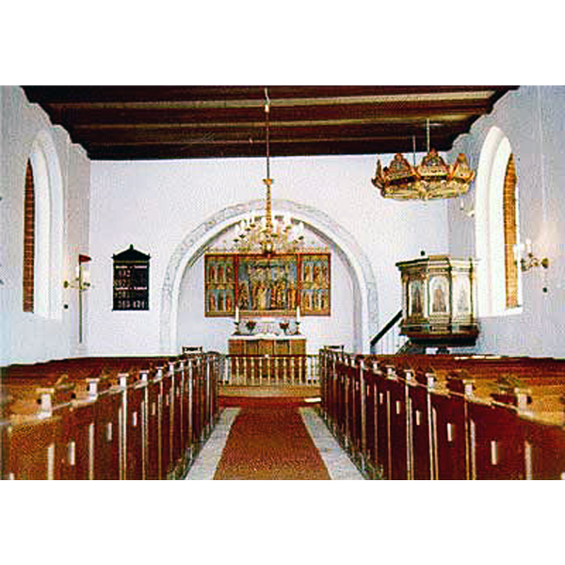 Source caption: "Hammelev kirke set fra vest mod øst."