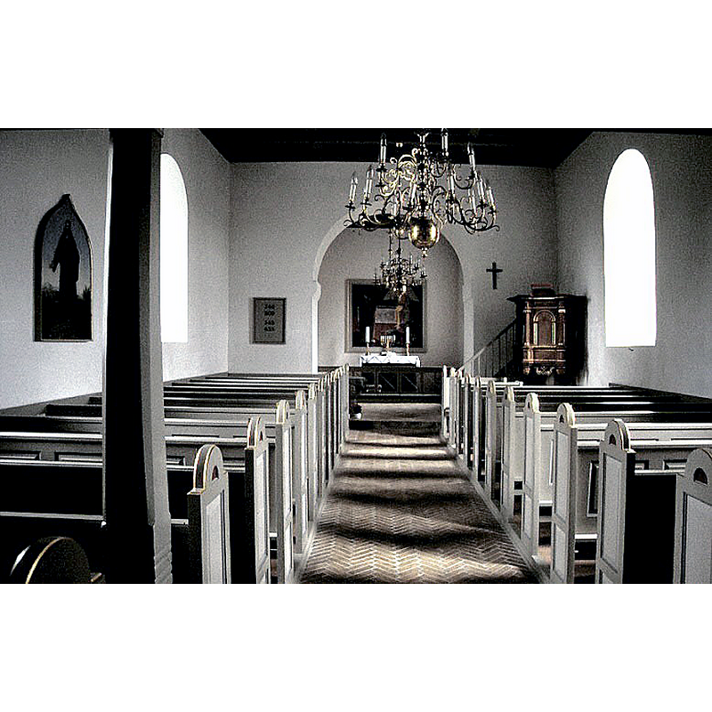 Source caption: "Skjøed Kirke, kirkerummet"