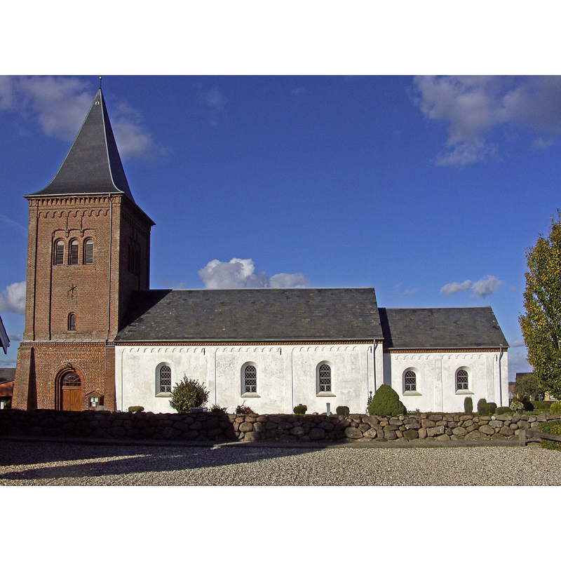 Source caption: "Vellev kirke (Favrskov) fra syd"