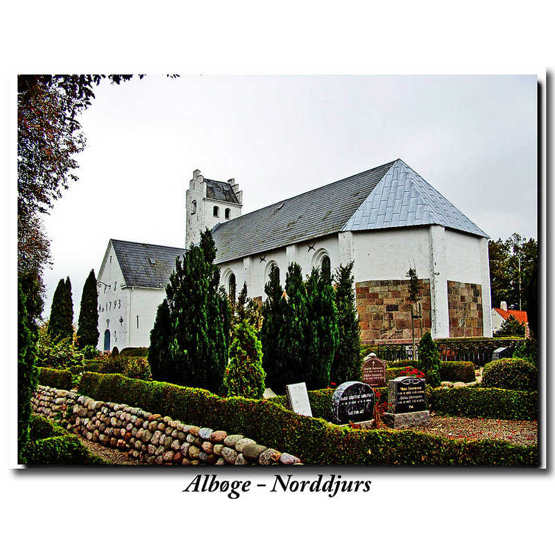 Source caption: "Albøge kirke (Norddjurs) set fra sydøst"