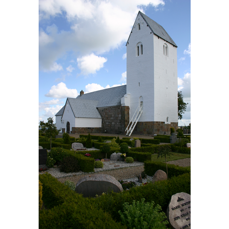 Source caption: "Church of the island Fur, Denmark, seen from NW. Fur Kirke set fra nordvest"