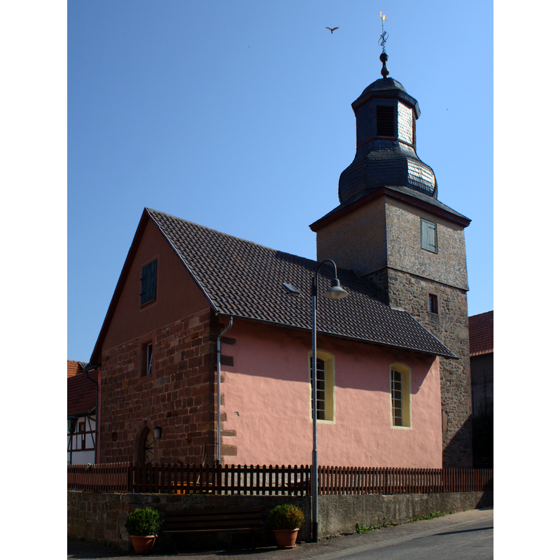 Source caption: "Evangelische Kirche in Sandlofs / Schlitz"