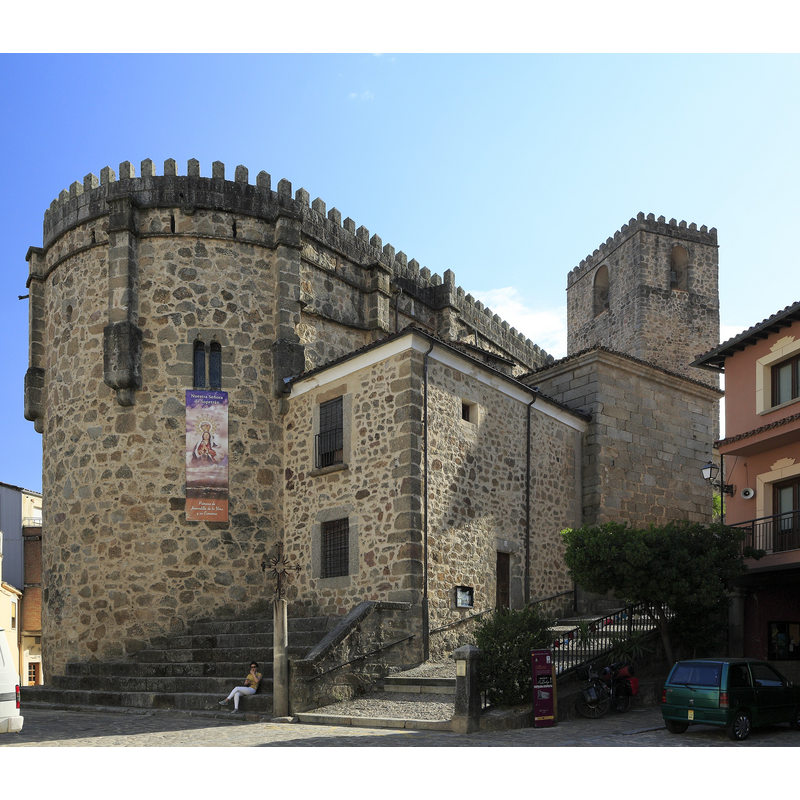 Source caption: "Jarandilla de la Vera, Nuestra Señora de la Torre. Chor auf der Ostseite von der Plaza de la Constitución"