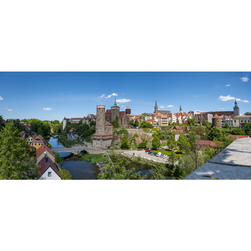 Source caption: "Stadtansicht Bautzen. Alte Wasserkunst, Michaeliskirche und Spree"
