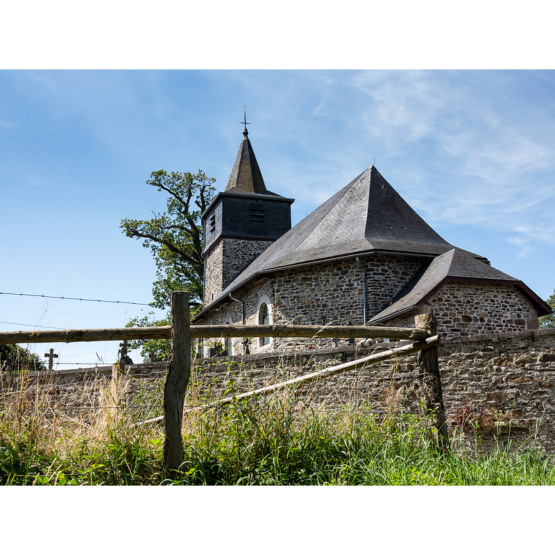 Source caption: "Rahier, site de l'église Saint-Paul et de l'ancienne maison forte"