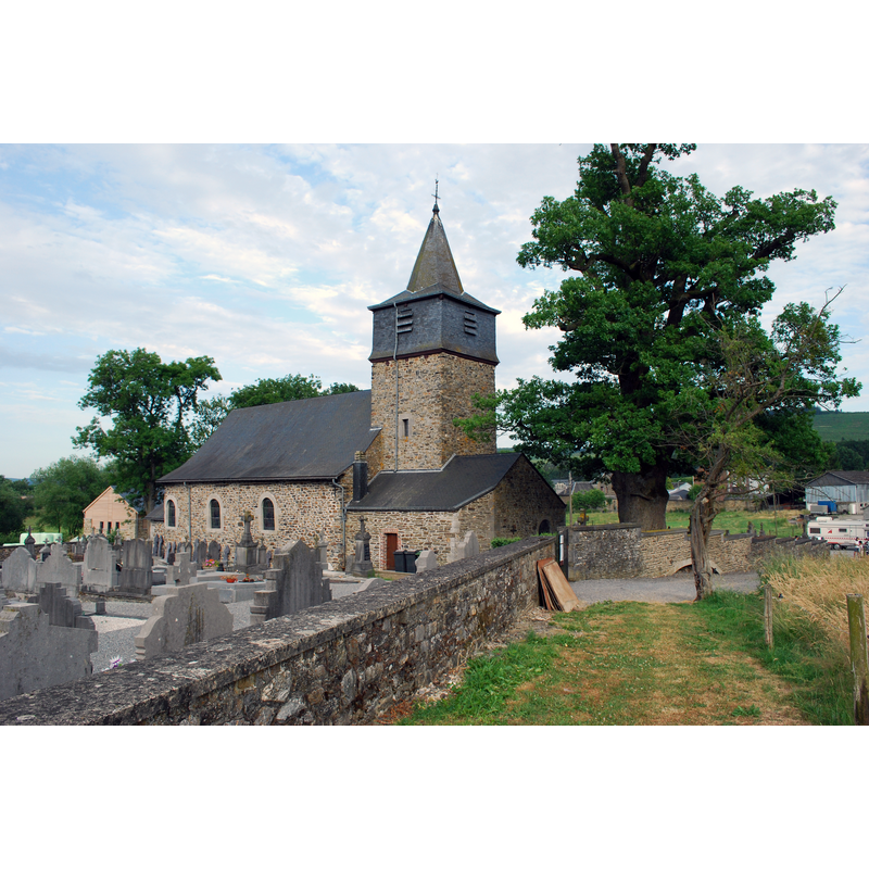 Source caption: "L'église Saint-Paul à Rahier (Stoumont)."