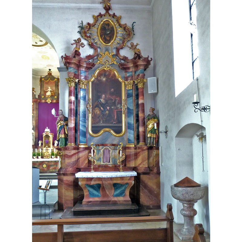 Source caption: "Allensbach ( Baden-Württemberg ). Pfarrkirche St. Nikolaus - Rokokoaltar ( 1750 )"