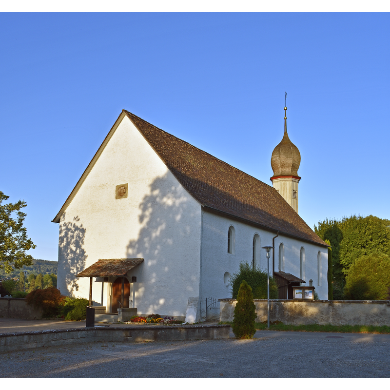 Source caption: "Exterior of St. John Church, Stein am Rhein, Schaffhausen, Switzerland"