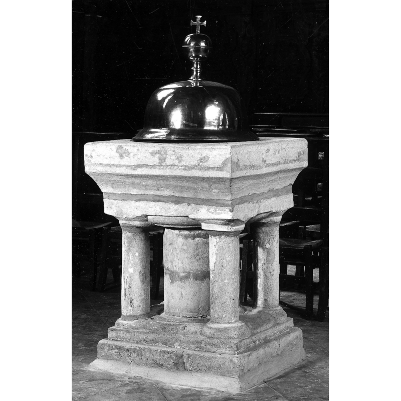 19thC cover on the 13thC font