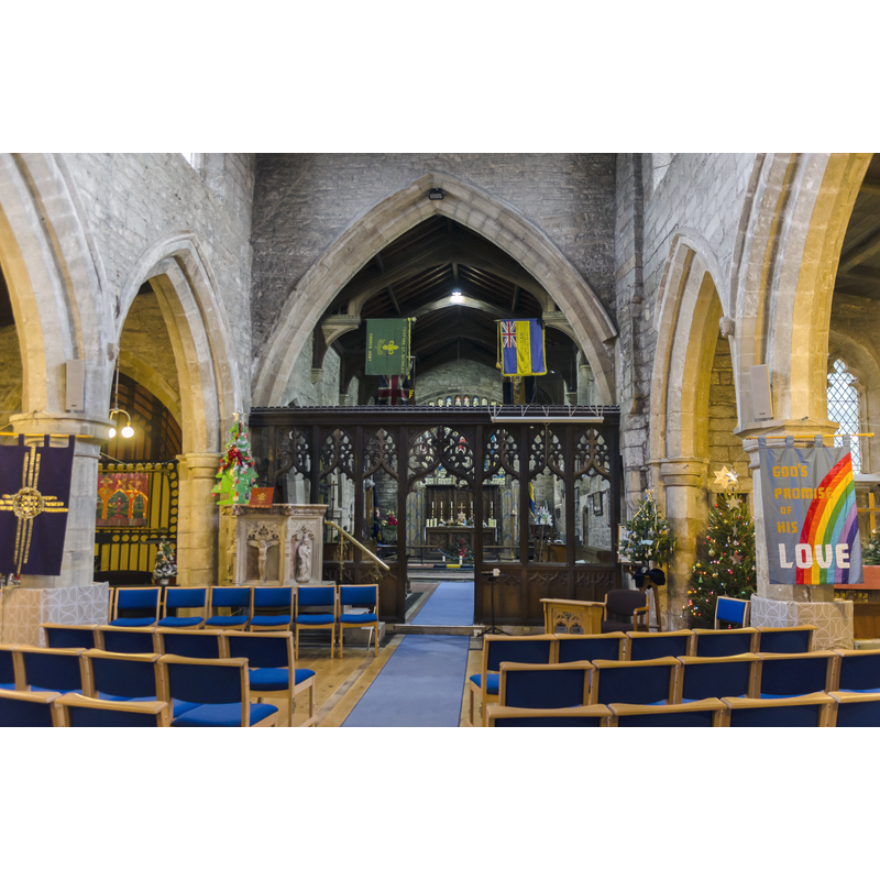 Source caption: "Interior, St Nicholas' church, Tuxford. Looking towards the chancel."