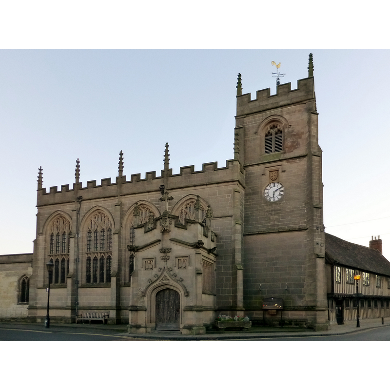 Source caption: "The Guild Chapel, Stratford Upon Avon. The Guild Chapel one of Stratford's best-known buildings. Situated on the corner of Chapel Lane and Church Street, it overlooks the site of New Place, Shakespeare's Stratford home, in which he died, in April 1616. It was largely built in the fifteenth century, as the chapel for the Guild of the Holy Cross, which was suppressed by Henry VIII. In the following centuries the building was very poorly maintained hence the creation in 1954 of The Friends of the Guild Chapel."