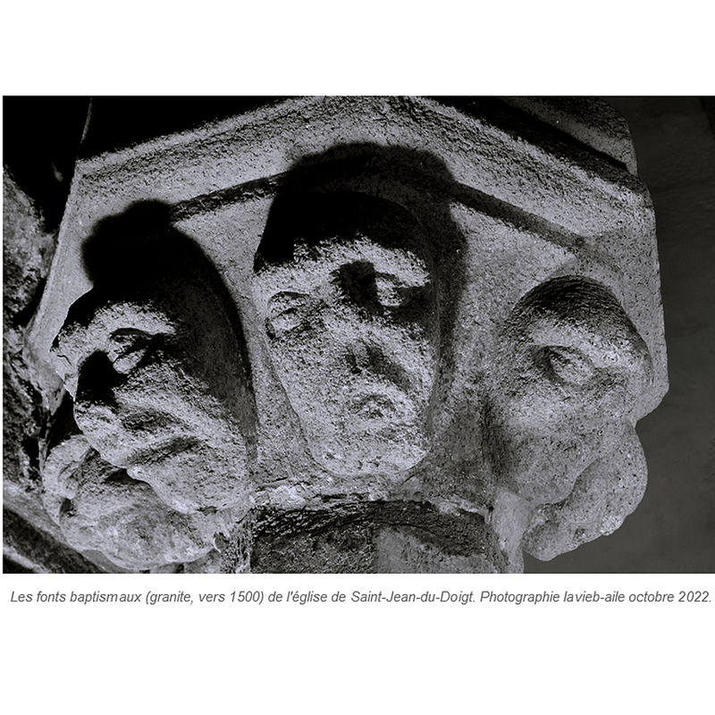 a total of eight human heads on the underbowl of the secondary basin