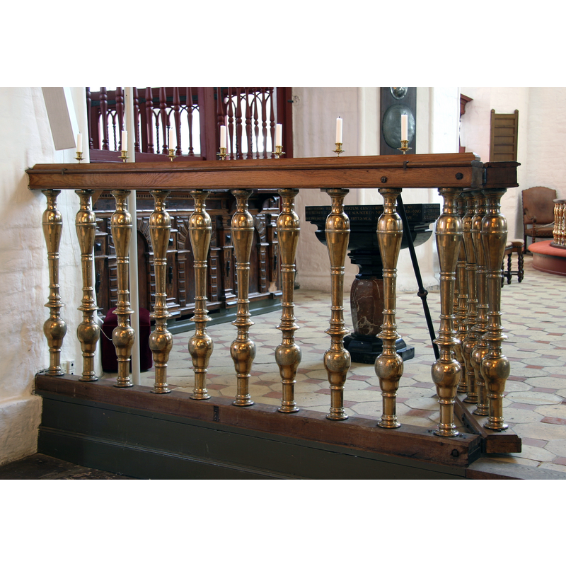 Source caption: "Sankt Nicolai Kirke, Køge, Denmark (Køge Kirke)." -- the font behind the chancel railing