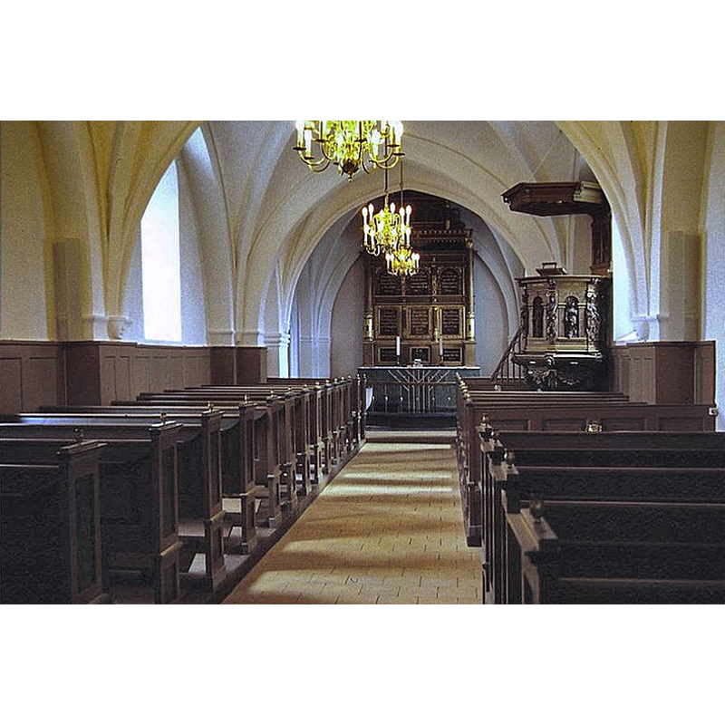 Source caption: " Ejby Kirke (Køge Kommune) i Danmark. Skibet set mod øst"