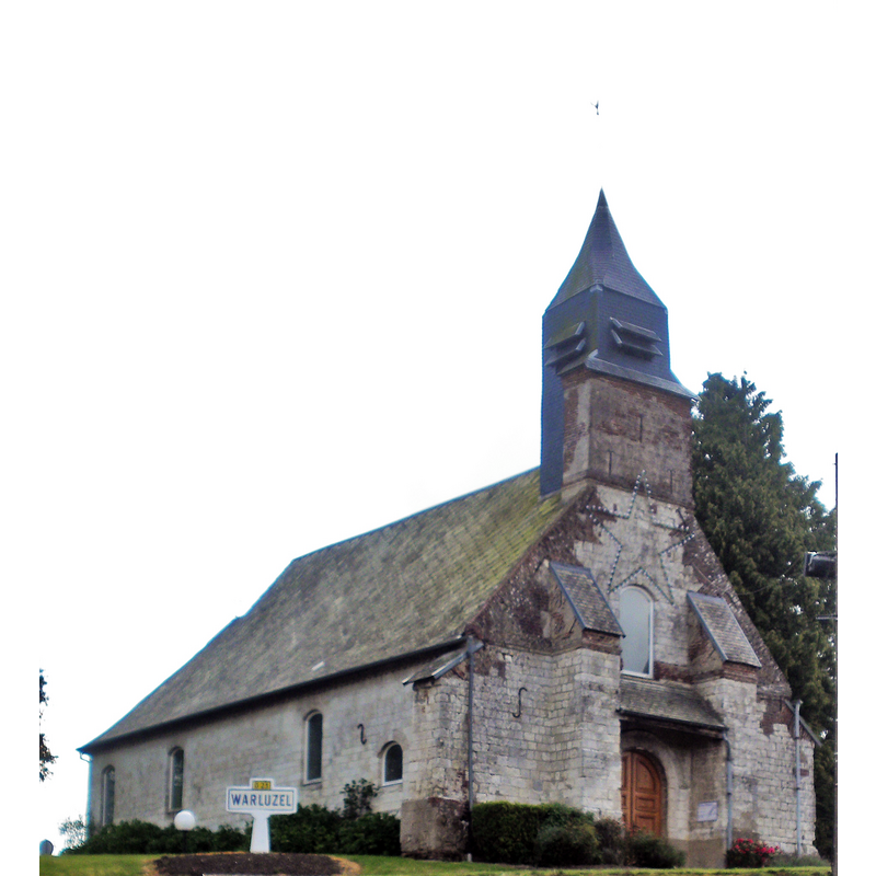 Source caption: "Vue de l'église Sainte-Marie-Madeleine de Warluzel."