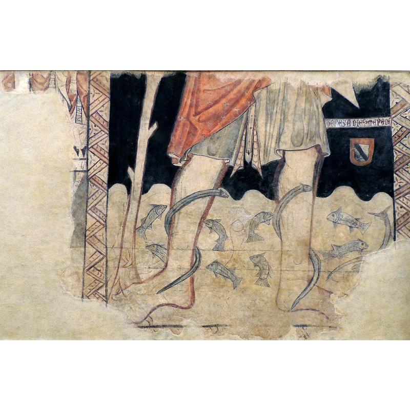 Source caption: "San Cristobal con la inscripción "TERESA DIEZ ME FECIT" procedente del Real convento de Santa Clara de Toro (mediados del s. XIV)"