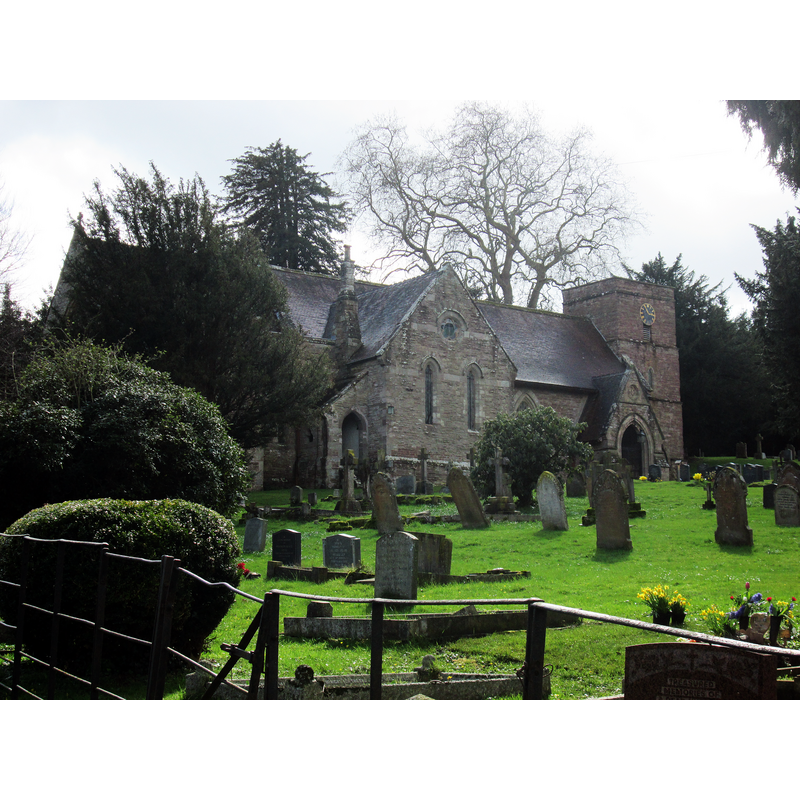 Source caption: "St. Mary's of Hope Church (Hope-Under-Dinmore) [...] viewed from the path leading up to the church and old school."