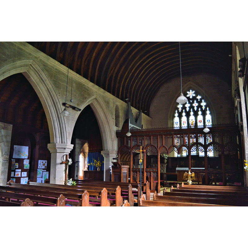Source caption: "St Peter, Chelmarsh. The interior, looking East"