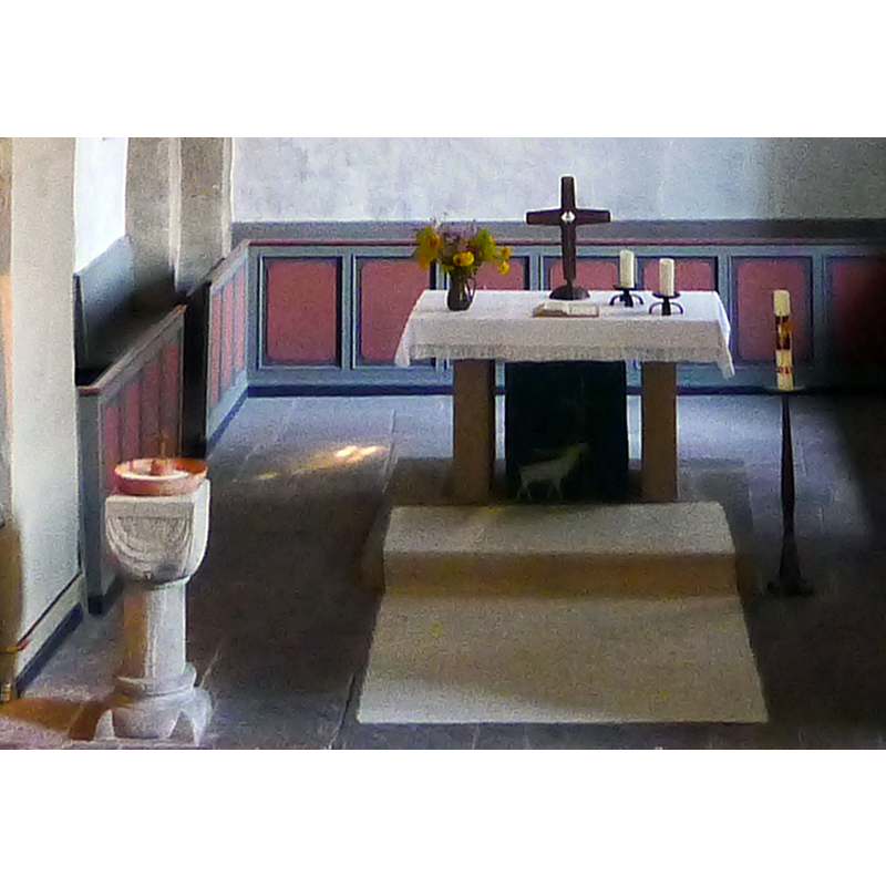 the former pillar from the monastery crypt now re-purposed as baptismal font [cf. FontNotes]